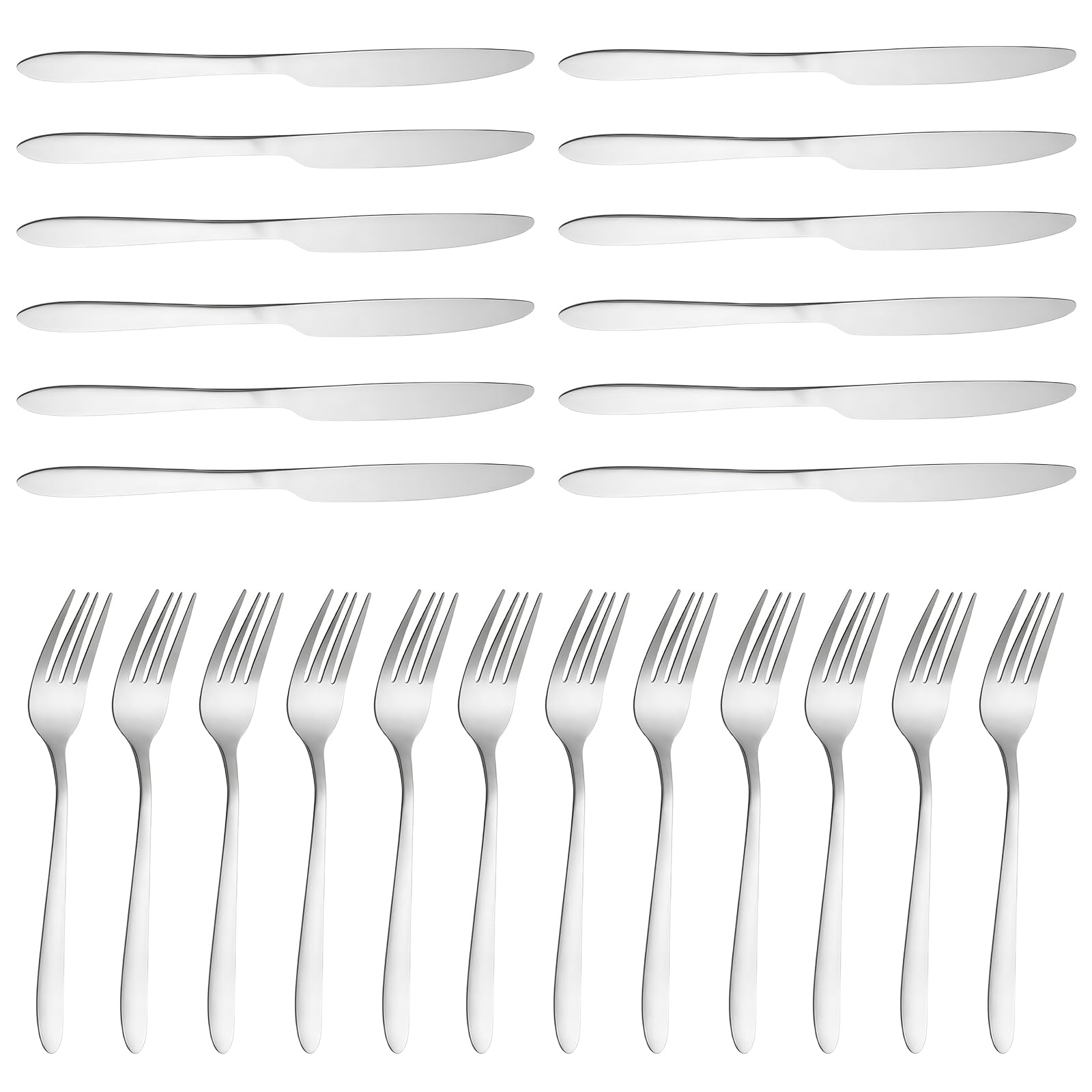 Herogo Set Posate Da Bistecca 24 Pezzi – 12 Coltelli E 12 Forchette In Acciaio Inox, Eleganti, Lavastoviglie