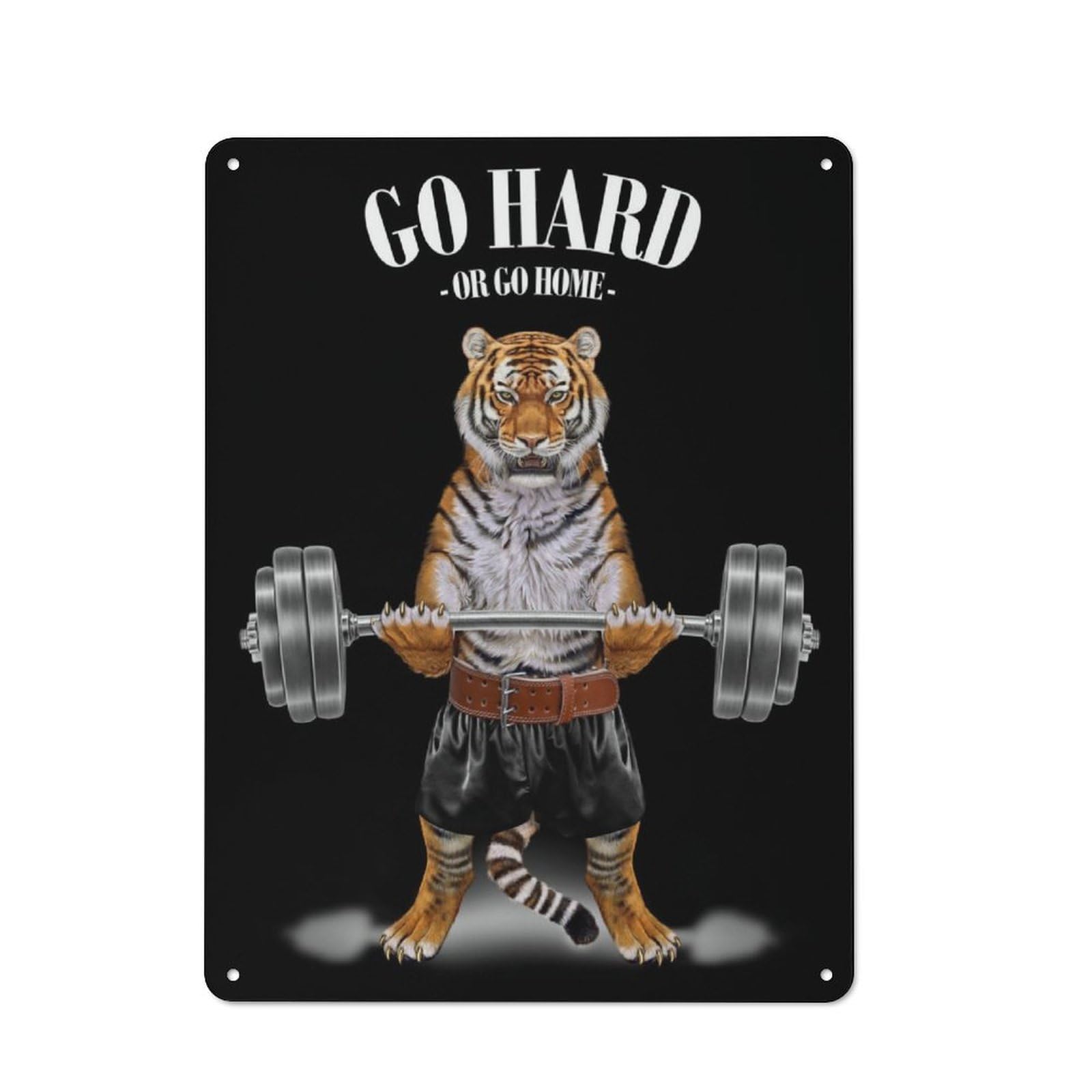 Junmoney Tiger Weightlifting Retro Tin Sign 40X30cm For Workshop Wall, For Collectors Of Retro Metal Wall Decor