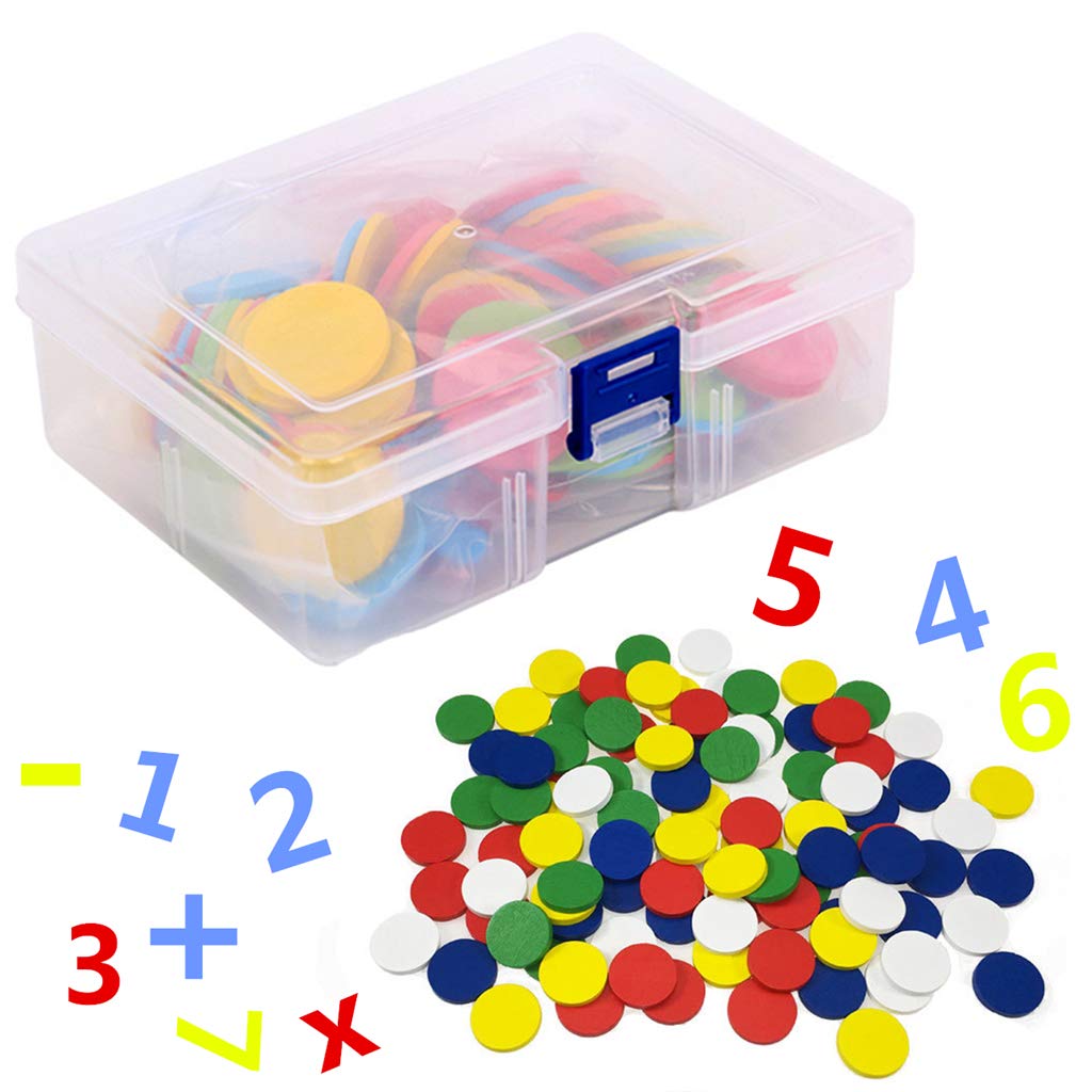 Lyguy Counting Chips, 117 Pieces Counters Counting Chips 30Mm Mixed Colors Math Toy for Bingo Chips Game Tokens with Storage Box 1 Piece Colors Randomly