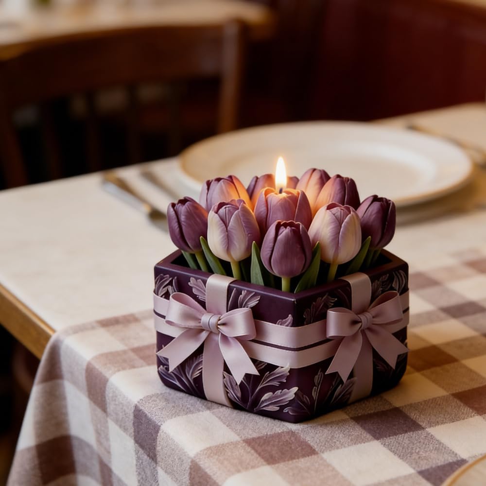 Moule en silicone tulipe boîte cadeau 3D pour résine époxy et bougie