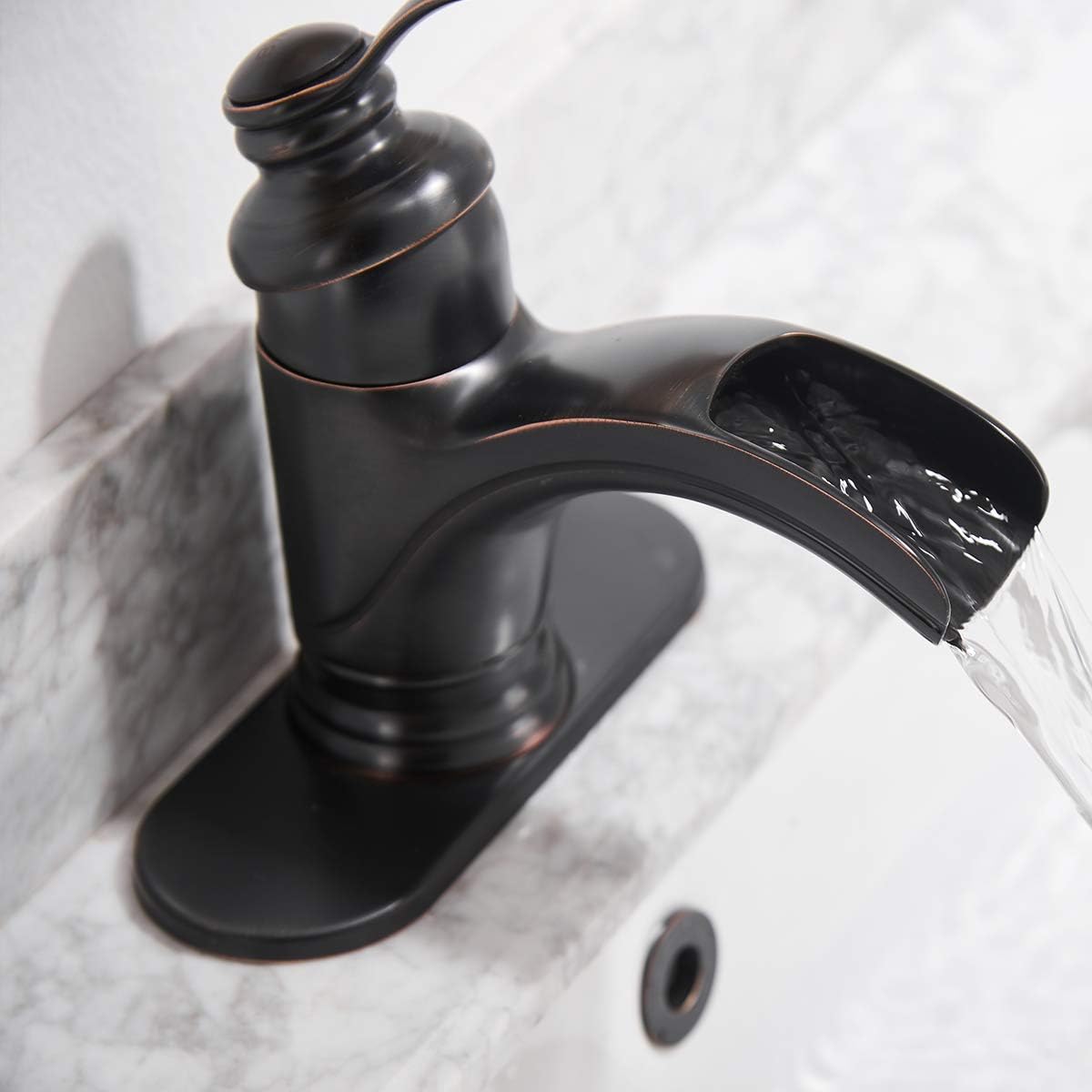 Blасk Frіdау Clеаrаnсе Homevacious Bathroom Faucet Oil Rubbed Bronze Waterfall Single Handle Lavatory Sink Basin Vanity Mixer Tap with Pop Up Drain Stopper with Overflow Deck Mount Low-Arc One Hole Commercial Supply Line
