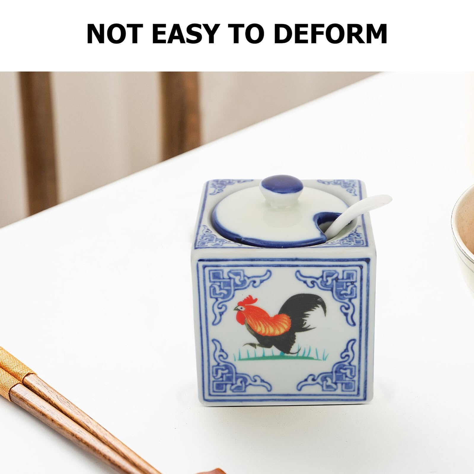 Pot à Sel Céramique Coq Décoratif Récipient Compact pour Cuisine Accessoire Pratique sans Couvercle Matériau Sain et Écologique Rangement Condiment pour Usage Domestique