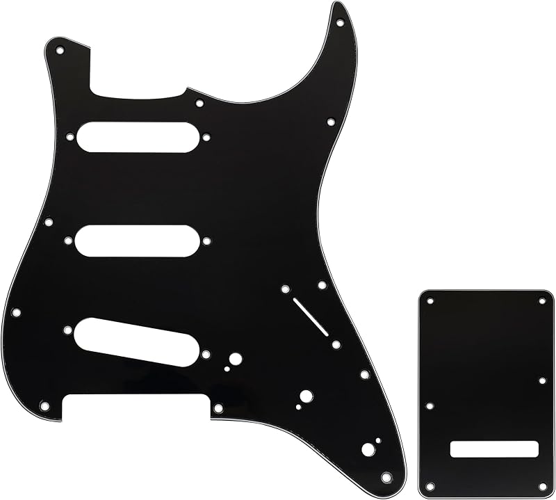 Musiclily Pro 11-Hole SSS ST Guitar Pickguard Backplate Set 3Ply Black | for Squier Sonic Strat Electric Guitar