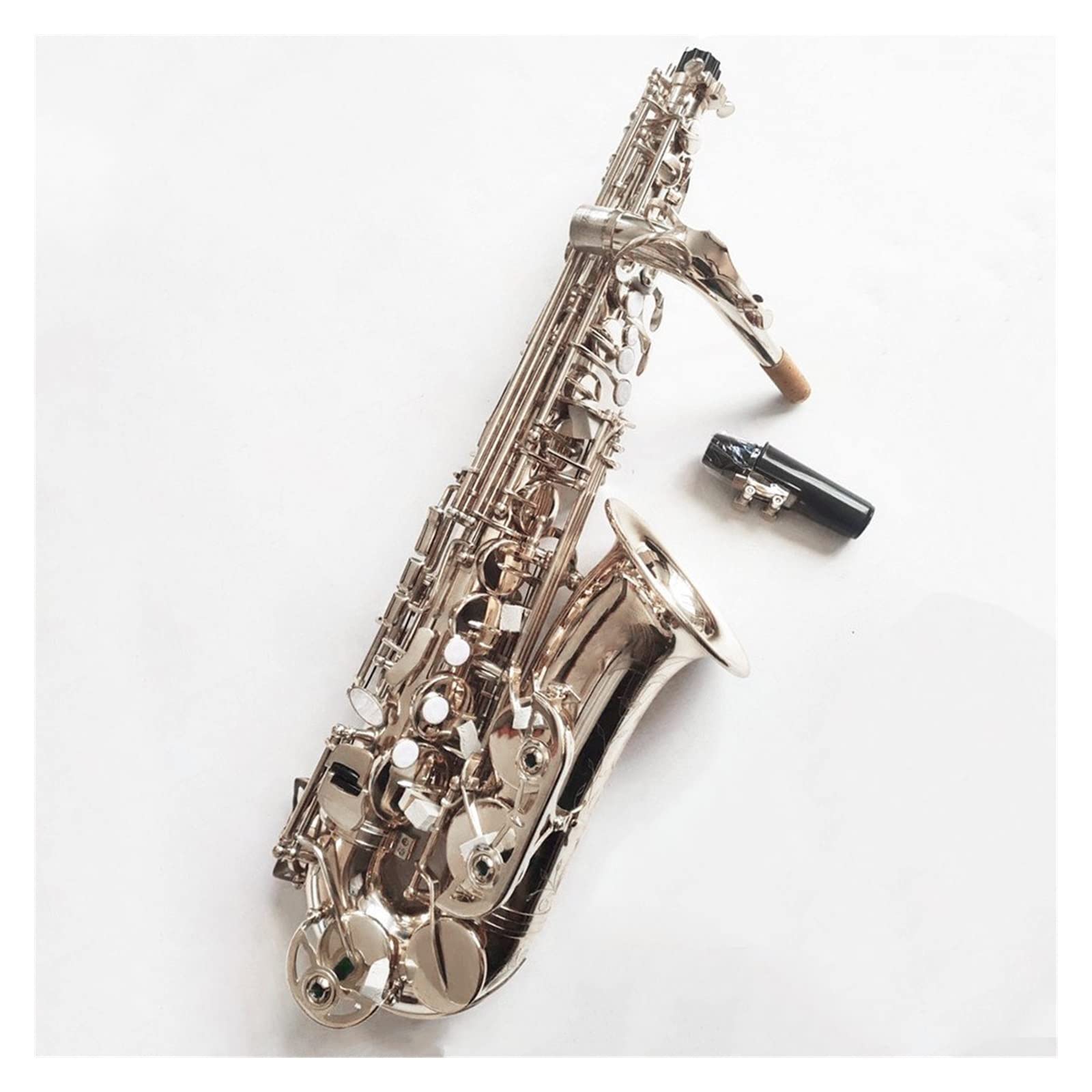 HCZKIUJY Saxophones Silver Professional Alto Saxophone E-flat Sax Instrument Hand Carved Pattern