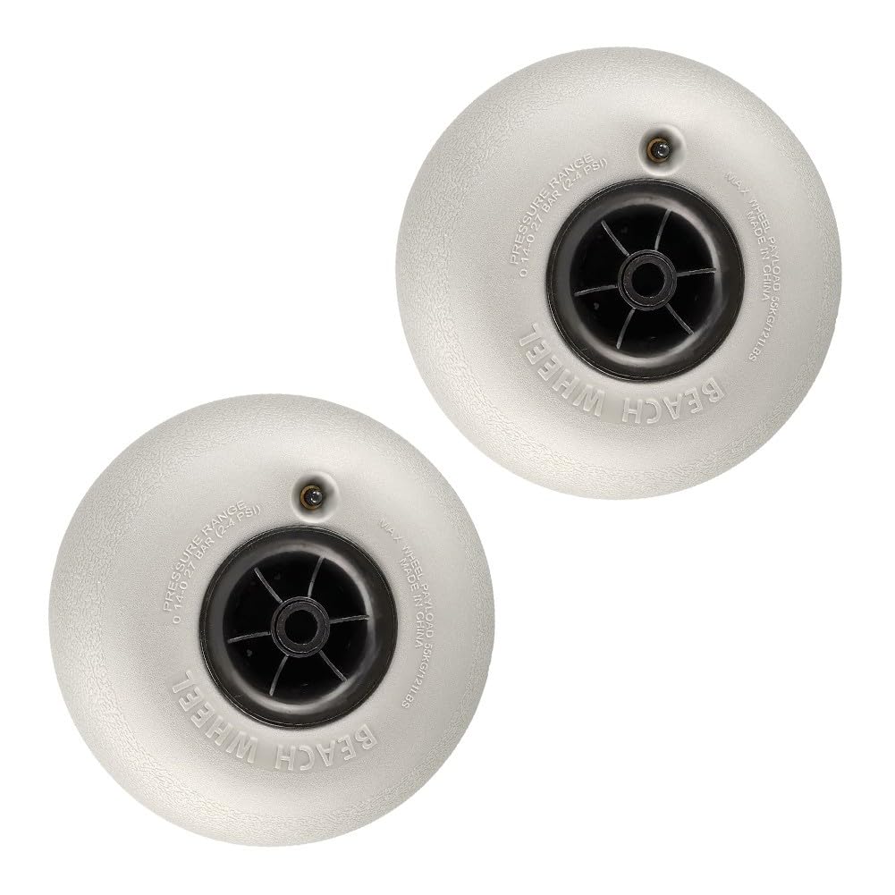 2 x Strandballon-Räder, 30,5 cm PVC-Trolleyreifen mit 180 mm Breite für Sand-Campingwagen, graue Ersatzräder, 296 x 180 x 10,5 mm