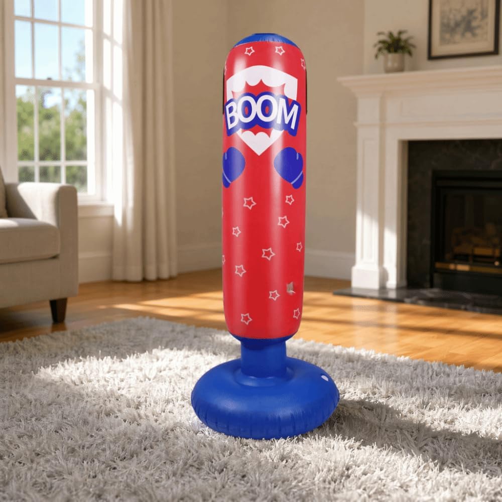 Inflatable Freestanding Boxing Punching Bag, PVC Standing Bop Bag with Weighted Base for Home Training & Fitness Play