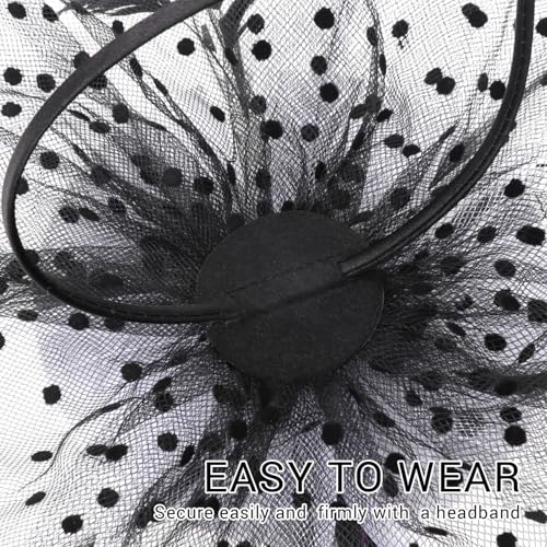 Image of DRESHOW Fascinators Hat Flower Mesh Ribbons Feathers on a Headband and a Clip Tea Party Headwear for Girls and Women