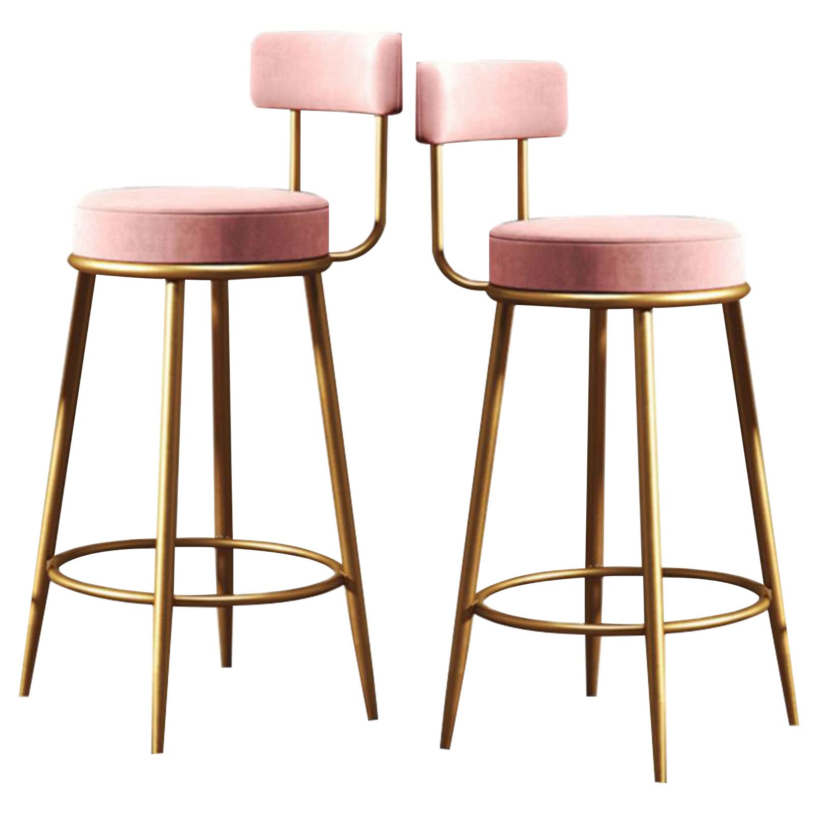 Chaises de bar en velours gris anti-fatigue dos pour comptoir de cuisine de 65cm