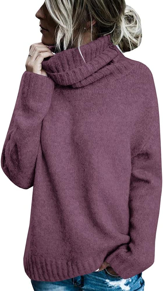 FISACE Womens Oversized Turtleneck Pullover Sweater Cable Knit Long Sleeve Sweater Tops