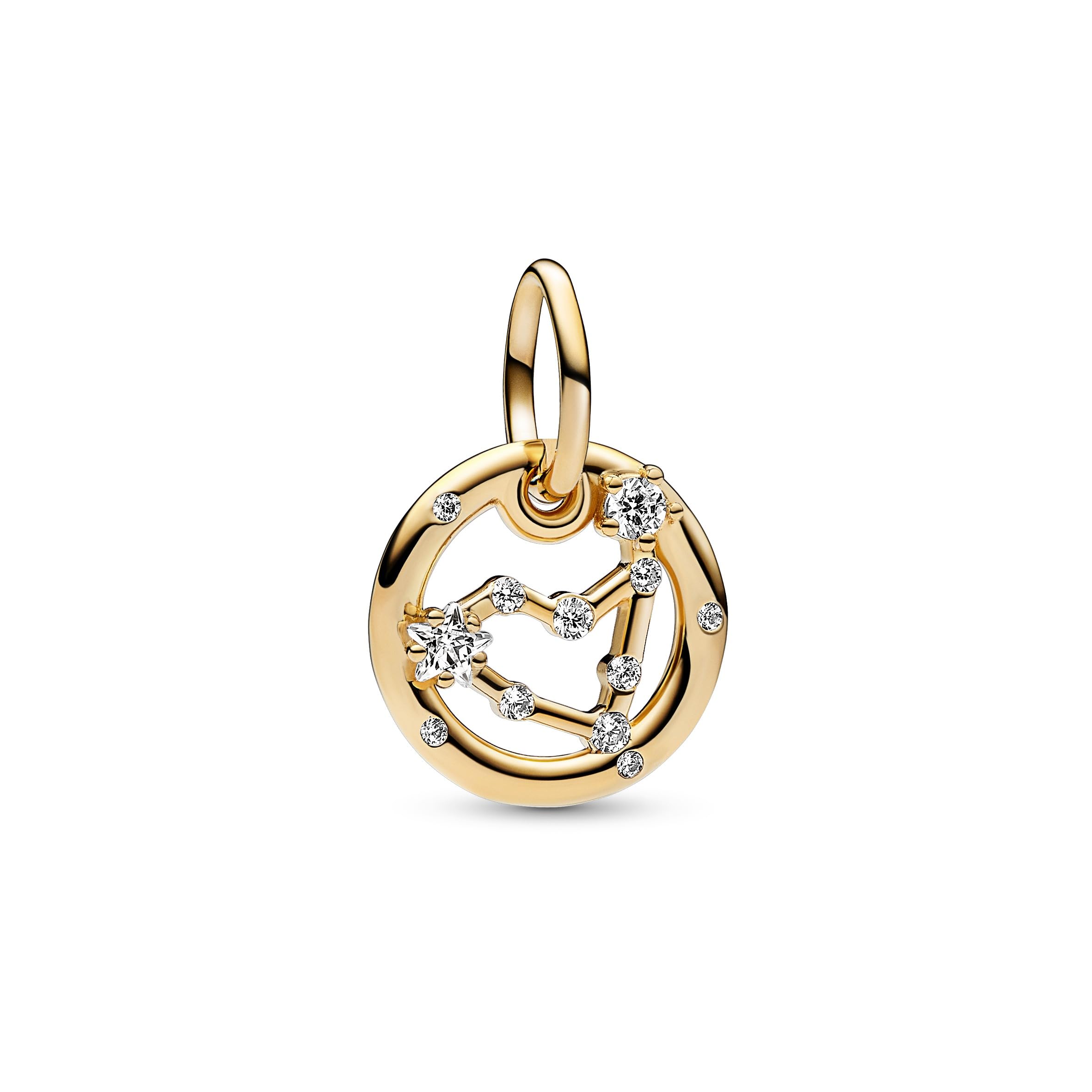 Pandora Moments Capricorn zodiac 14k gold-plated dangle with clear cubic zirconia