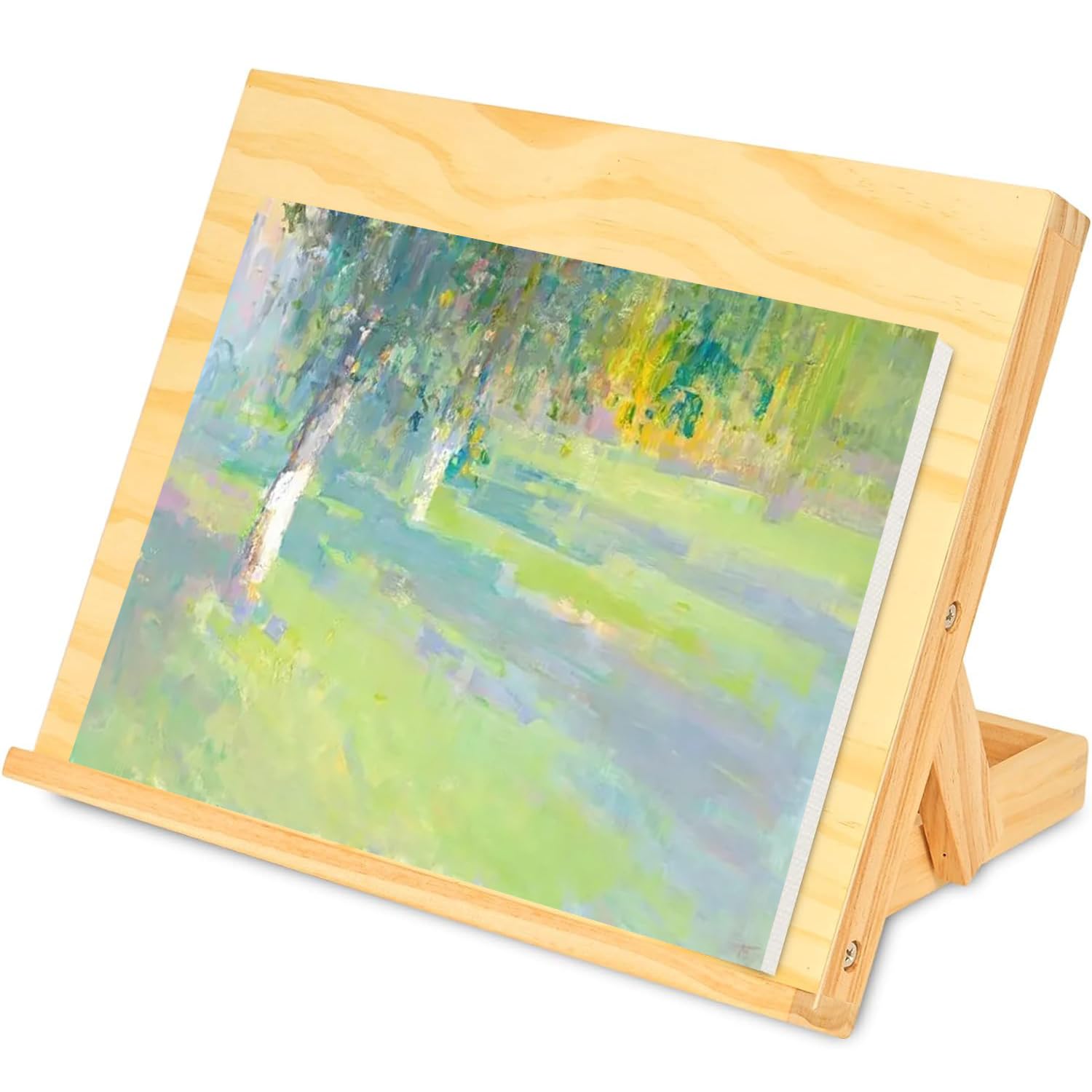 Angju Tabletop Painting Easel Stand, Adjustable Angle Art Wood Easels for Painting, Canvases, Books, Artwork Displays Etc