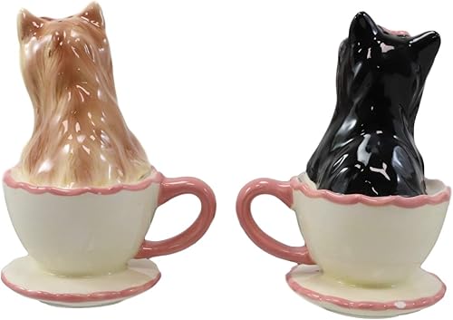 Miniatura 5 de Ebros - Juego de salero y pimentero de cerámica de Yorkshire Terriers Yorkie de cerámica con tazas de té, juego de salero y pimentero, figuras de