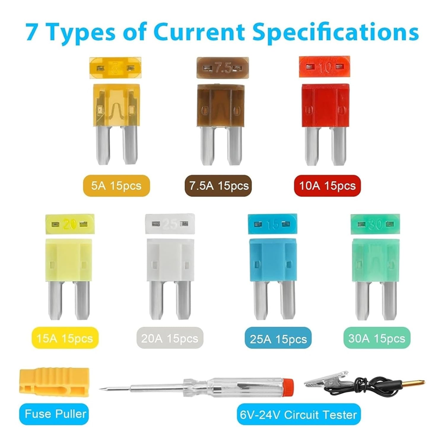 Micro2 Fuses Assortment Kit- 105 Pcs ATR APT Blade Car with Fuse Puller, Replacement for, Boat, RV