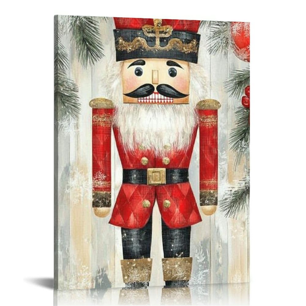 ABGYYU Christmas Nutcracker Canvas Wall Art,Winter Holidays Whimsical Gift Print Decor (Christmas Nutcracker) 16x20 in