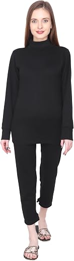 Alfa Premium Quilted Cotton Women's High Neck Full Sleeves Thermal Top and Trouser Set