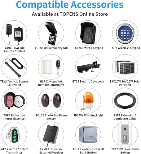 Miniatura 8 de TOPENS JY9132 Abridor automático de puerta para puertas batientes dobles súper resistentes de hasta 20 pies por brazo, operador comercial de doble