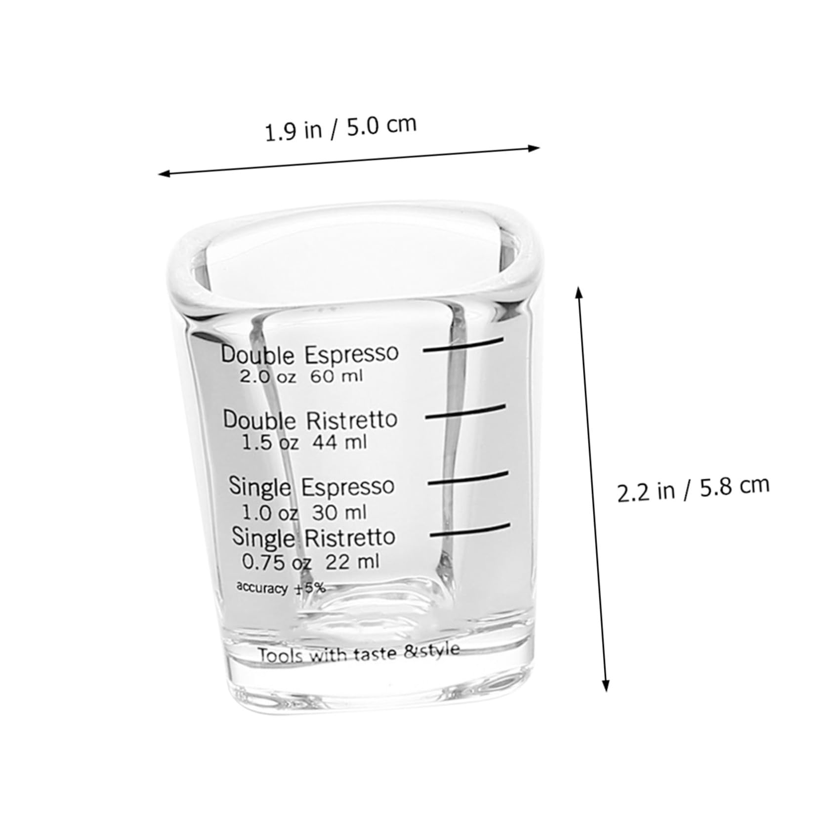 FOMIYES 6 Stück Espressotassen 60 Ml aus Borosilikatglas mit Skala Messbecher für Kaffee Tee Milch Hitzebeständig Kreatives Design für Haushalt und Schule