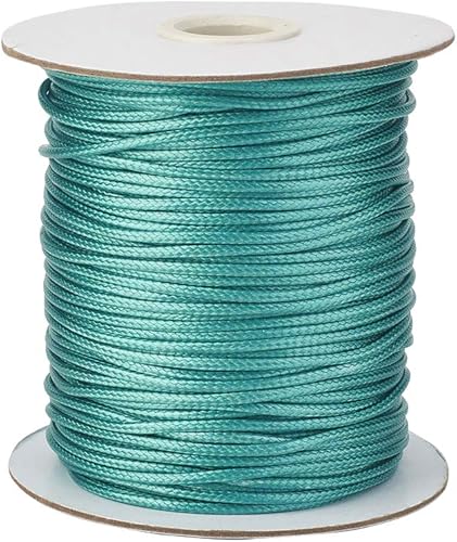 Vista 80 de Cheriswelry 90 yardas/rollo de 0.079 pulgadas, cordón encerado negro de poliéster coreano, joyería de cuentas, hilos para manualidades, cuerda