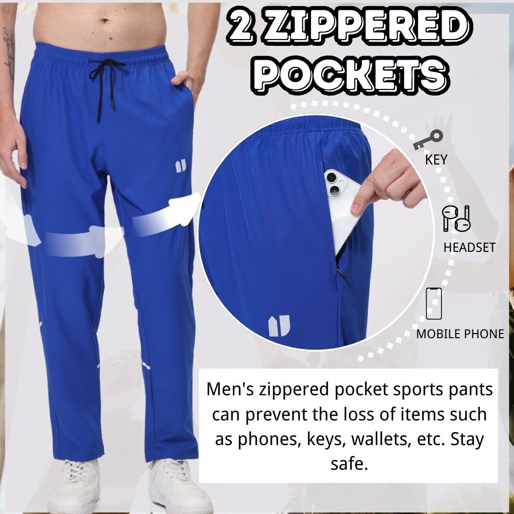 Hpbygstae Pantaloni sportivi da uomo, tasche elasticizzate con cerniera, per jogging e corsa, confezione da 3