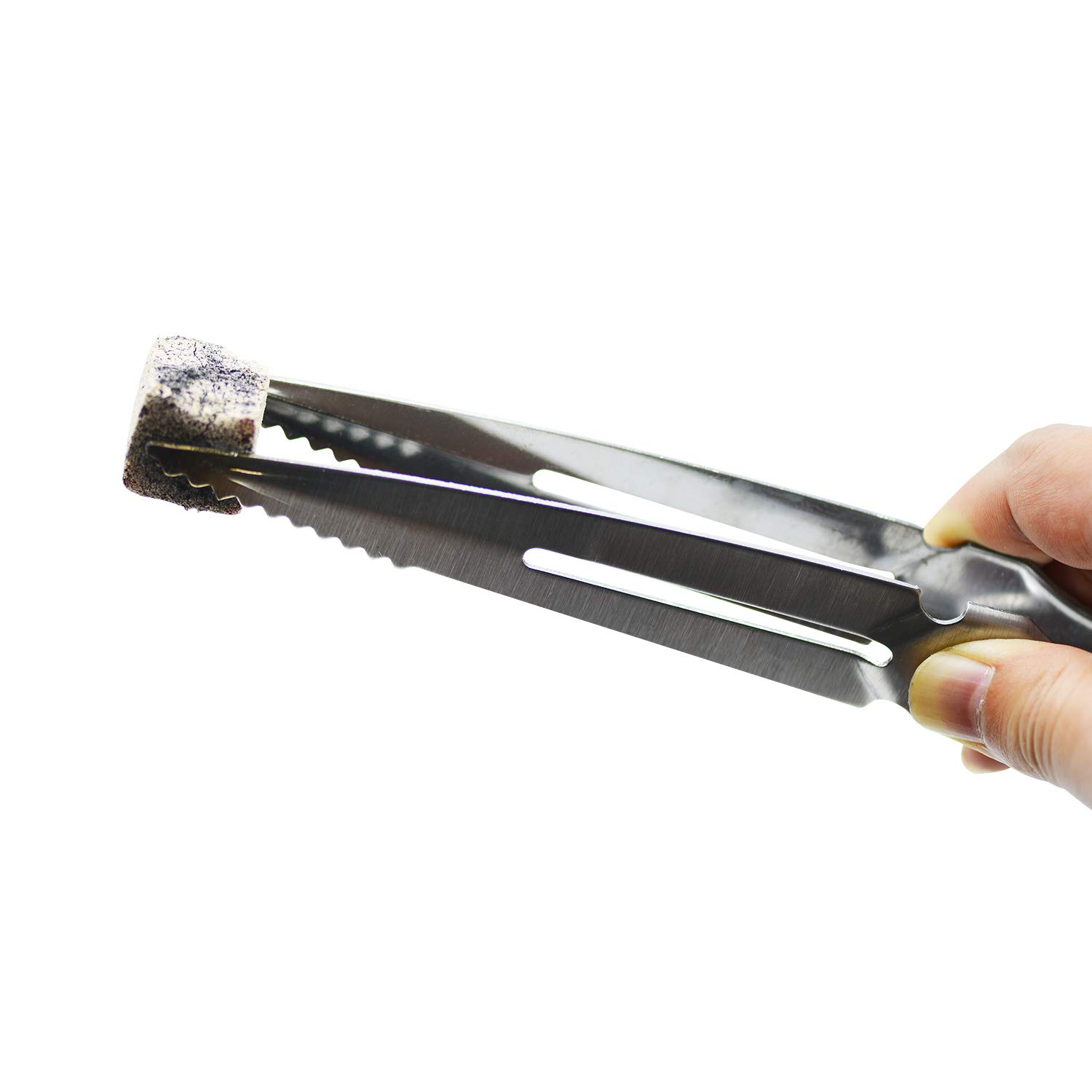 Pinces pour Charbons à Chicha Narguilé - Kitosun Pinces à charbon épaisses en métal inoxydable Durables Accessoires pour Barbecue et Cuisine - 22,4 cm de long - Pratique et facile à nettoyer (chrome)
