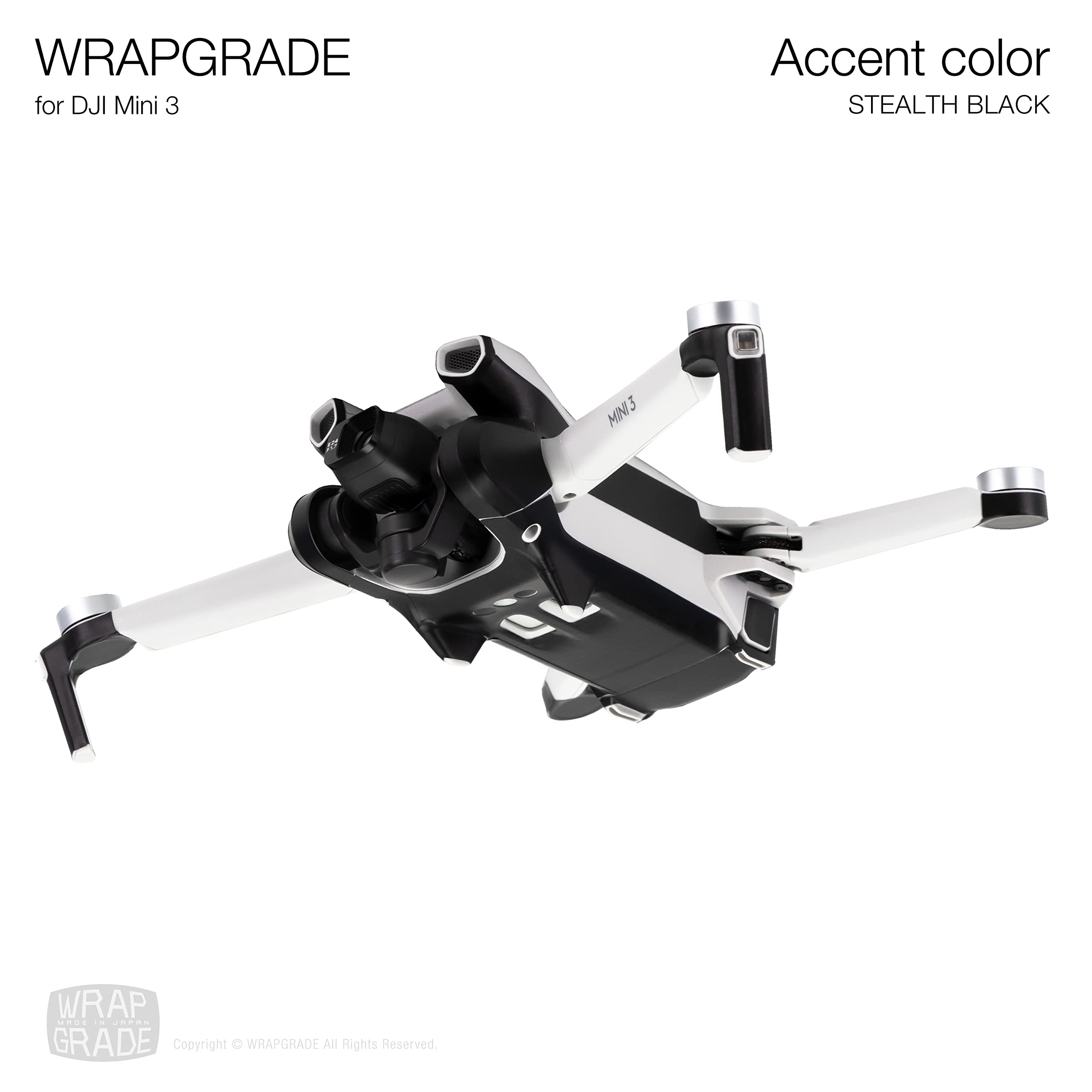 WRAPGRADE Skin Stickers Compatible with DJI Mini 3, Stealth Black - Image 3