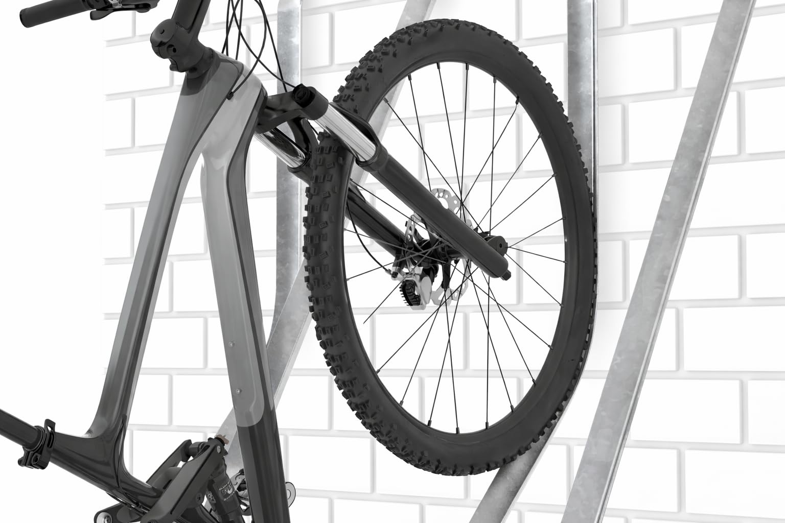 Platzsparender Schräghochparker SW 6 Wandmontage | Fahrradständer für 6 Fahrräder | Wandmontage | Einfach schräg, komfortabel und sicher parken | Fahrradparker Schrägparker Hochparker