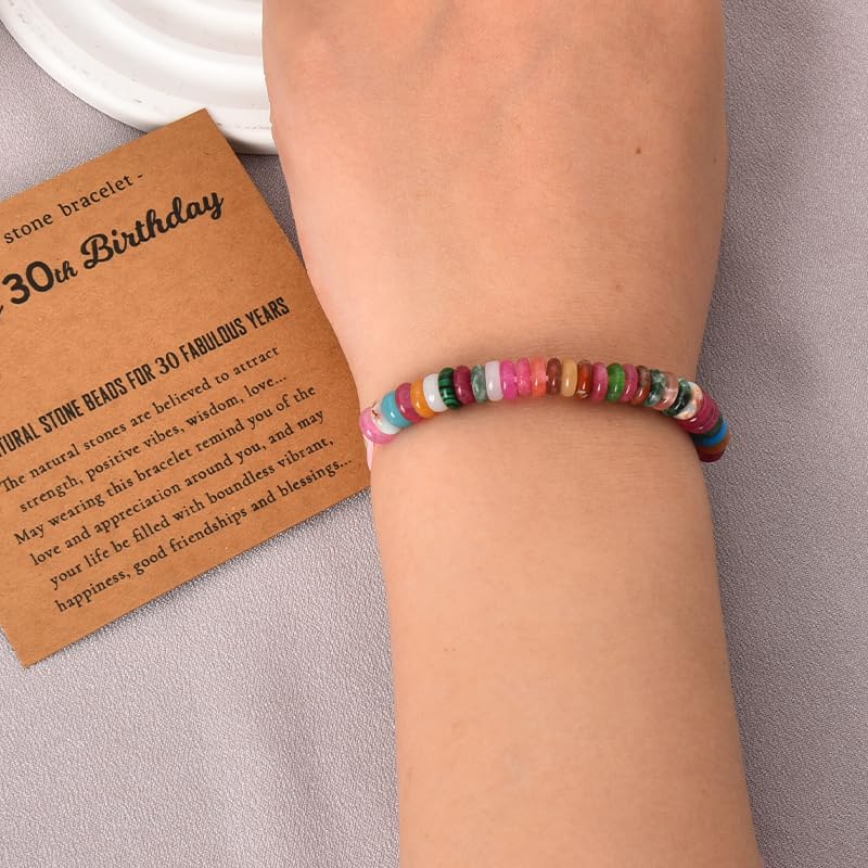 Natural Stone Bracelet for Women Birthday Gifts for Mom Daughter Beaded Bracelets for Bestie Sister Bead Bracelet for Grandma 6