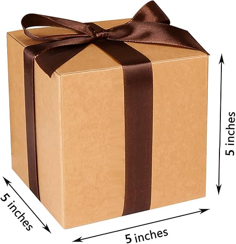 Vista 113 de Cotopher - 100 unidades de cajas de regalo de boda. Cajas de regalo de papel de 7.6 x 7.6 x 7.6 cm. Cajas pequeñas de regalo con cintas. Cajas marino