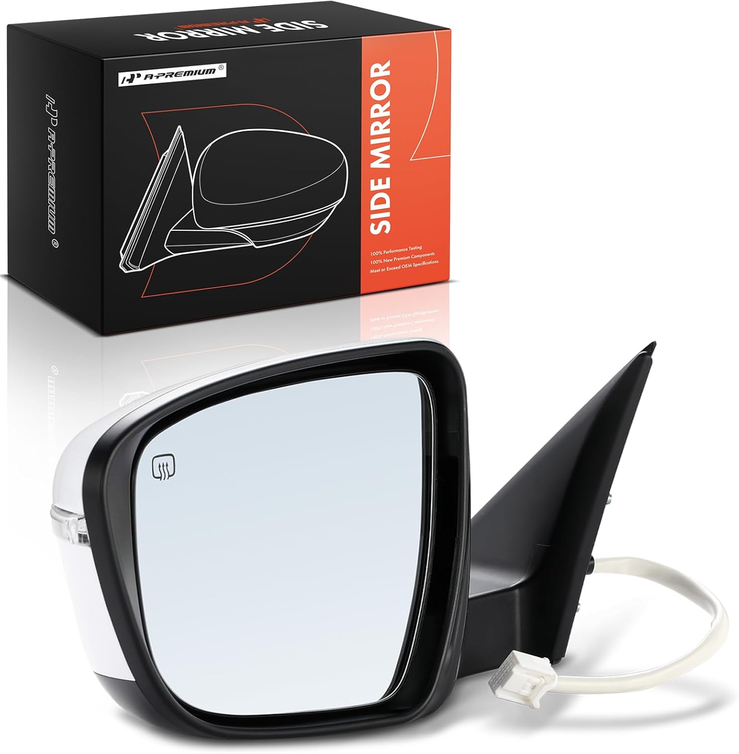 A-Premium Driver Side Power Door Mirror - Compatible with Nissan Rogue 2017-2020 - Heated Manual Folding White Outside Rear View Mirror with Turn Signal W/o Camera - Replace# 963029TB1C