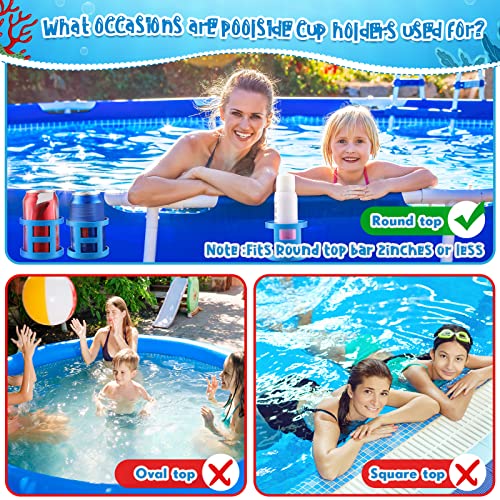 12 Pcs Poolside Cup Holders For Above Ground Pool Cup Holder Blue Hot Tub Drink Holder Plastic No Spill Round Pool Drink Holder Fit 2 Inch Or Less Round Top Bar For Drinks Spa Hot Tub Accessories #TOP5