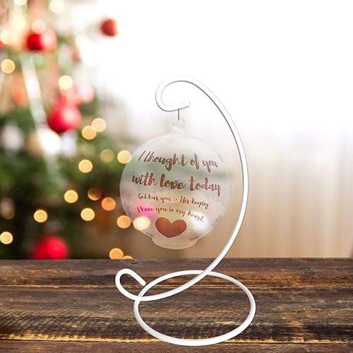 Miniatura 5 de BANBERRY DESIGNS Soportes de exhibición de adornos de Navidad, juego de 6, metal blanco, 7 pulgadas de alto, adornos de Navidad, globo de vidrio,