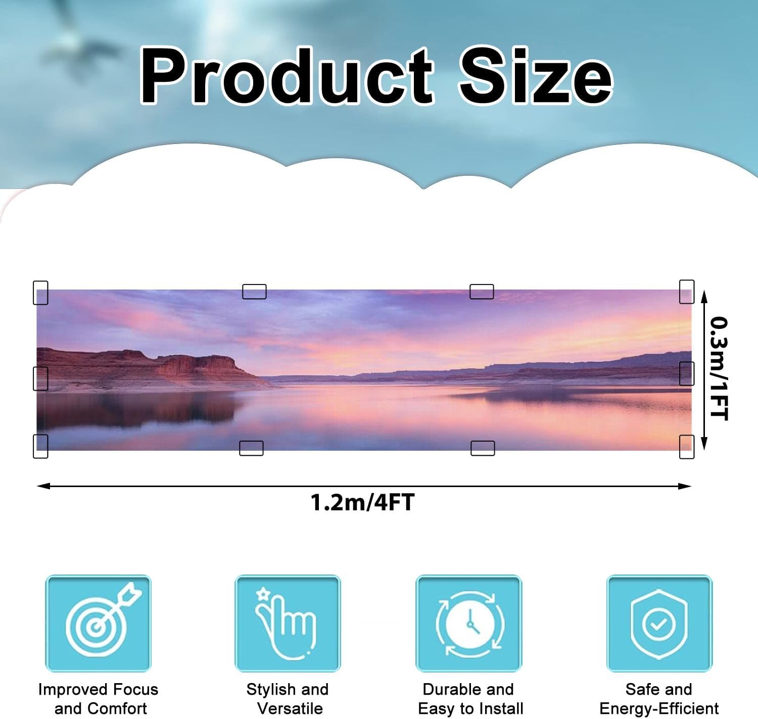 Fluorescent Light Covers for Ceiling Lights Lake Dusk Easy to Install Magnetic Light Filter for Classroom Office Hospitals School Home Decor