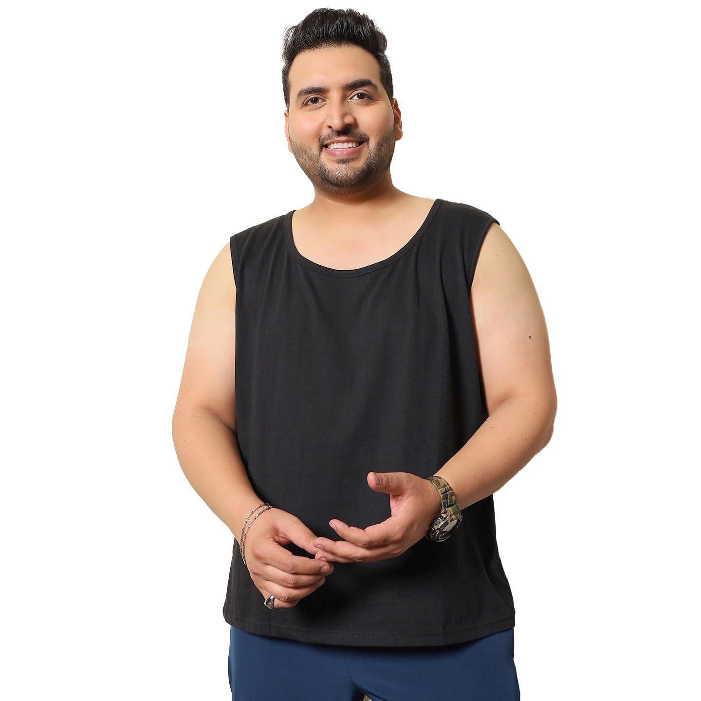 Plus Size Men's Regular Fit Solid Innerwear Vest