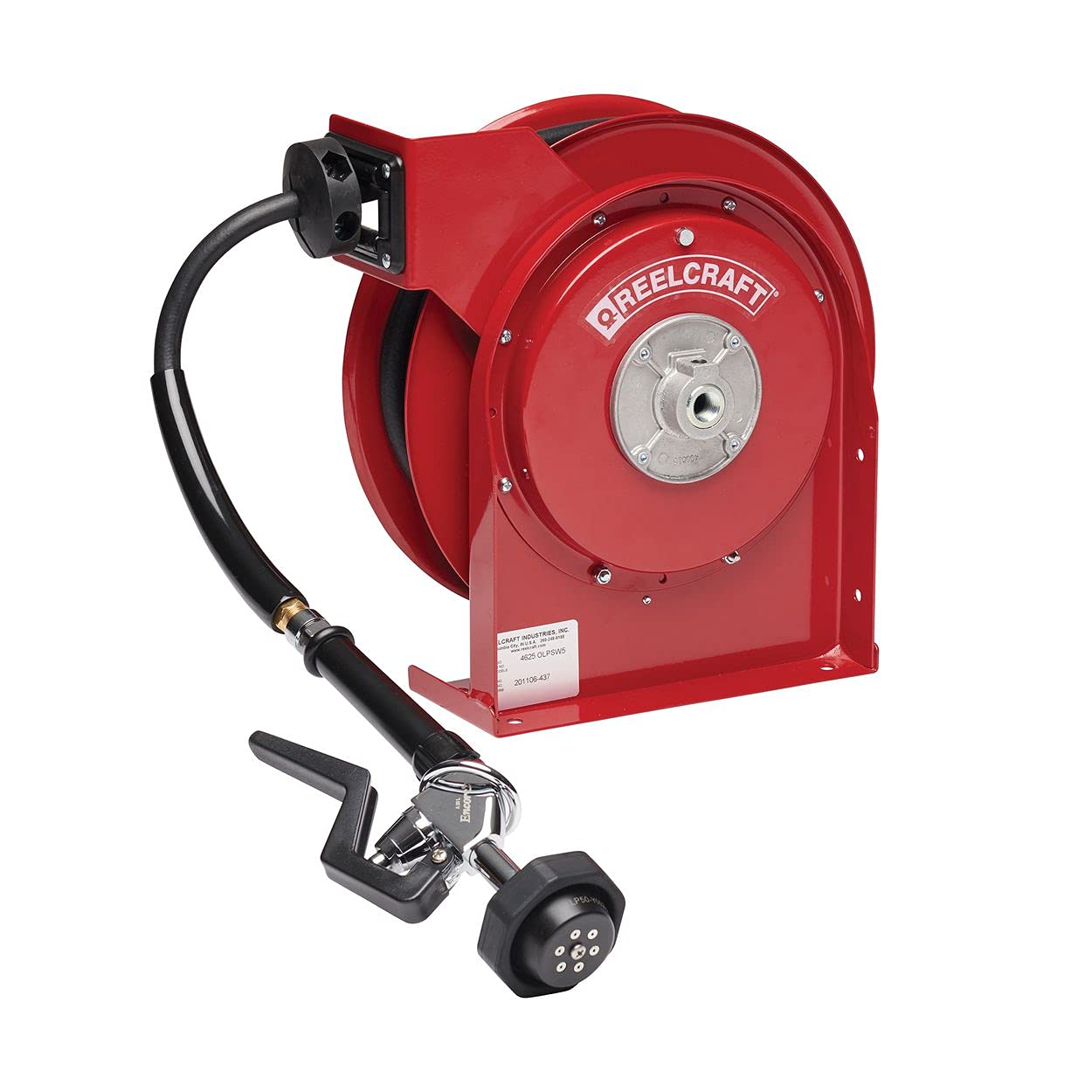 Reelcraft 5635 OLPSW5 Spring Retractable Pre-Rinse Reel, 3/8" x 35', 250 Psi, Water Hose Included