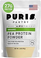 Vista 1 de PURIS® Polvo de proteína de guisante orgánico, 100% cultivado, procesado y empaquetado en Estados Unidos, a base de plantas, 2 libras sin sabor