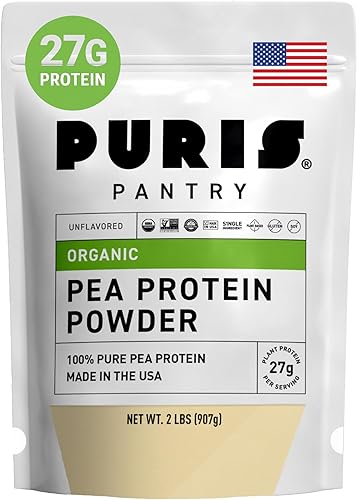 PURIS® Polvo de proteína de guisante orgánico, 100% cultivado, procesado y empaquetado en Estados Unidos, a base de plantas, 2 libras sin sabor