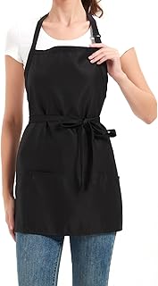 Aprons for Women with 3 Pockets, Cooking Apron with Waterproof Coating, Chef Apron Adjustable Neck Strap