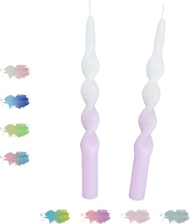 9.5inch 2 PCS Spiral Taper Candles Twisted Candles Handmade Dripless Unscented Smokeless Twisted Long Candles