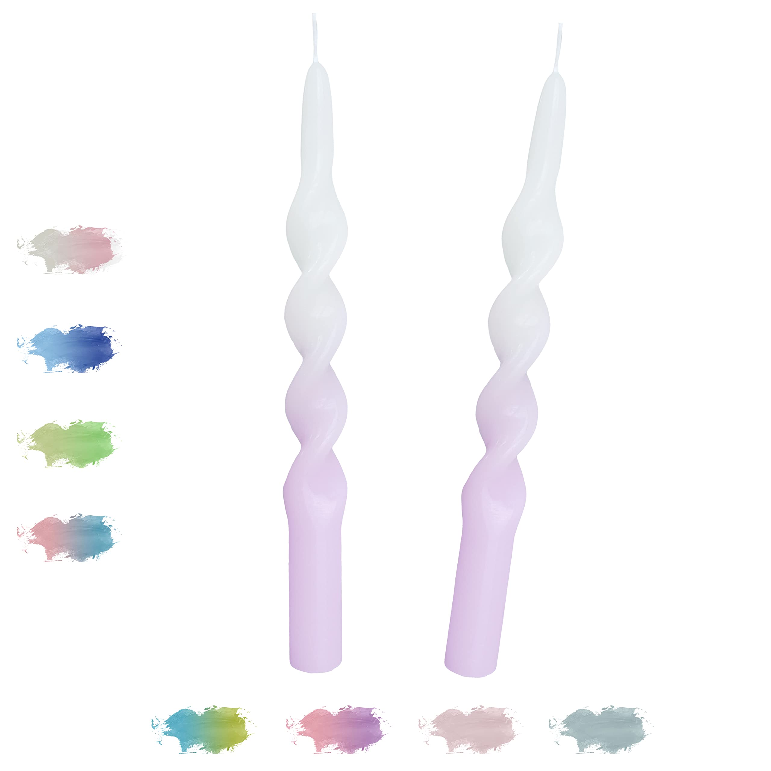 9.5inch 2 PCS Spiral Taper Candles Twisted Candles Handmade Dripless Unscented Smokeless Twisted Long Candles
