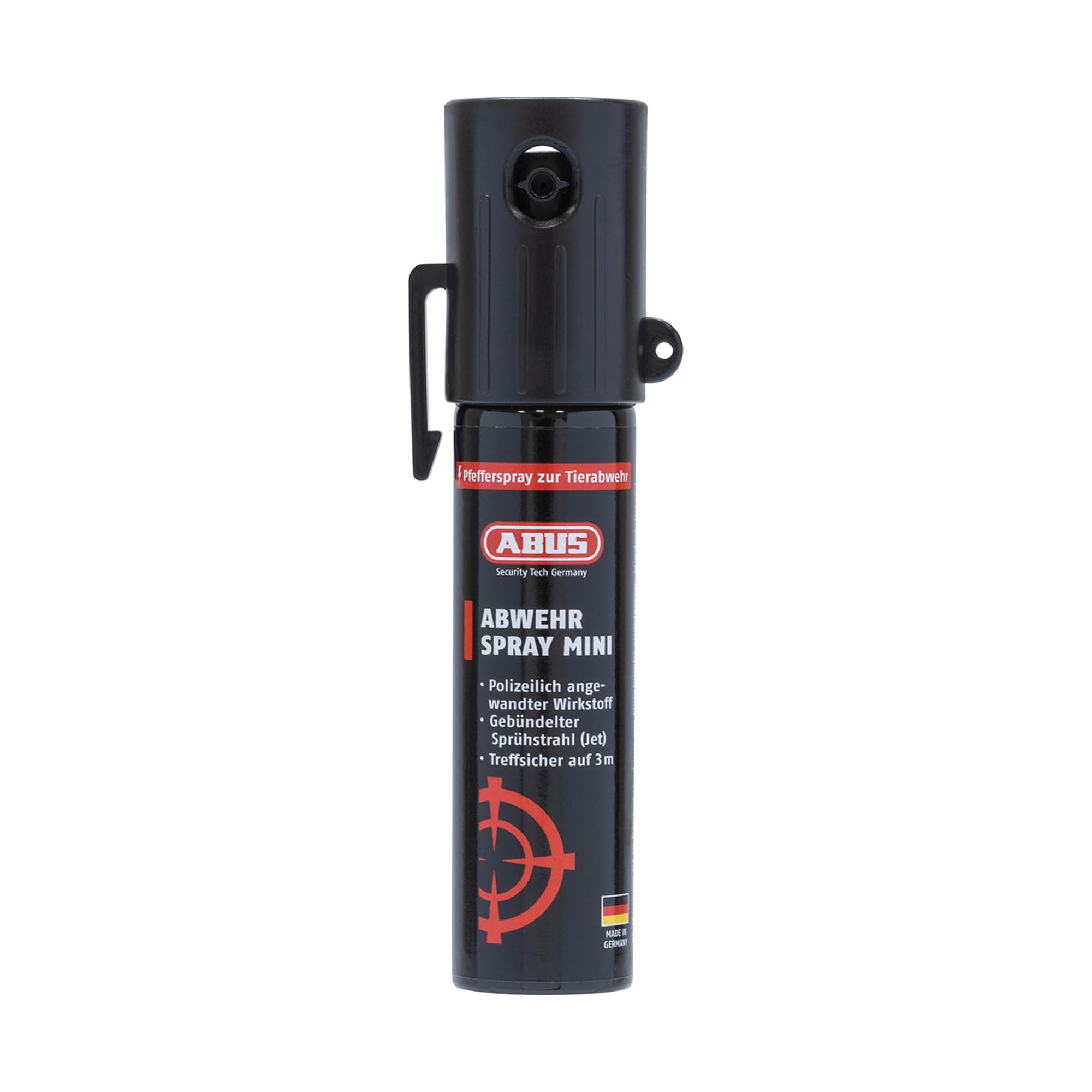 ABUS Pfefferspray SDS80 Mini zur Tierabwehr - Abwehrspray zur Selbstverteidigung gegen Tiere - mit Jet-Sprühstrahl für bis zu 3 m Reichweite - Verteidigungsspray für kleine Hand- und Jackentaschen