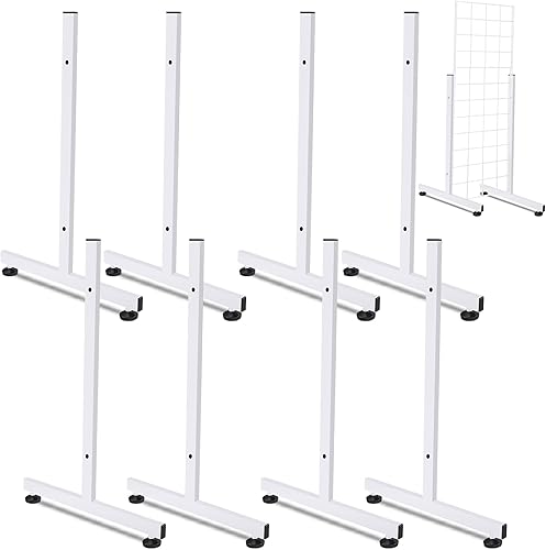 Fumete 4 pares de patas de rejilla de alambre, base en T, tubo rectangular, soporte de pared de alambre, base de panel de rejilla, accesorios para