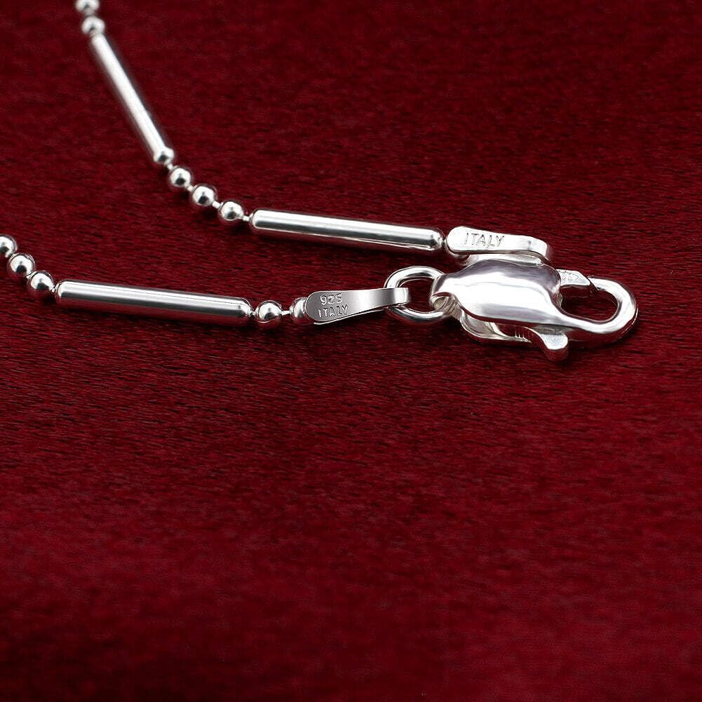 Italian .925 Sterling Silver Bead 1mm Balls and Rods Chain Necklace - Image 5