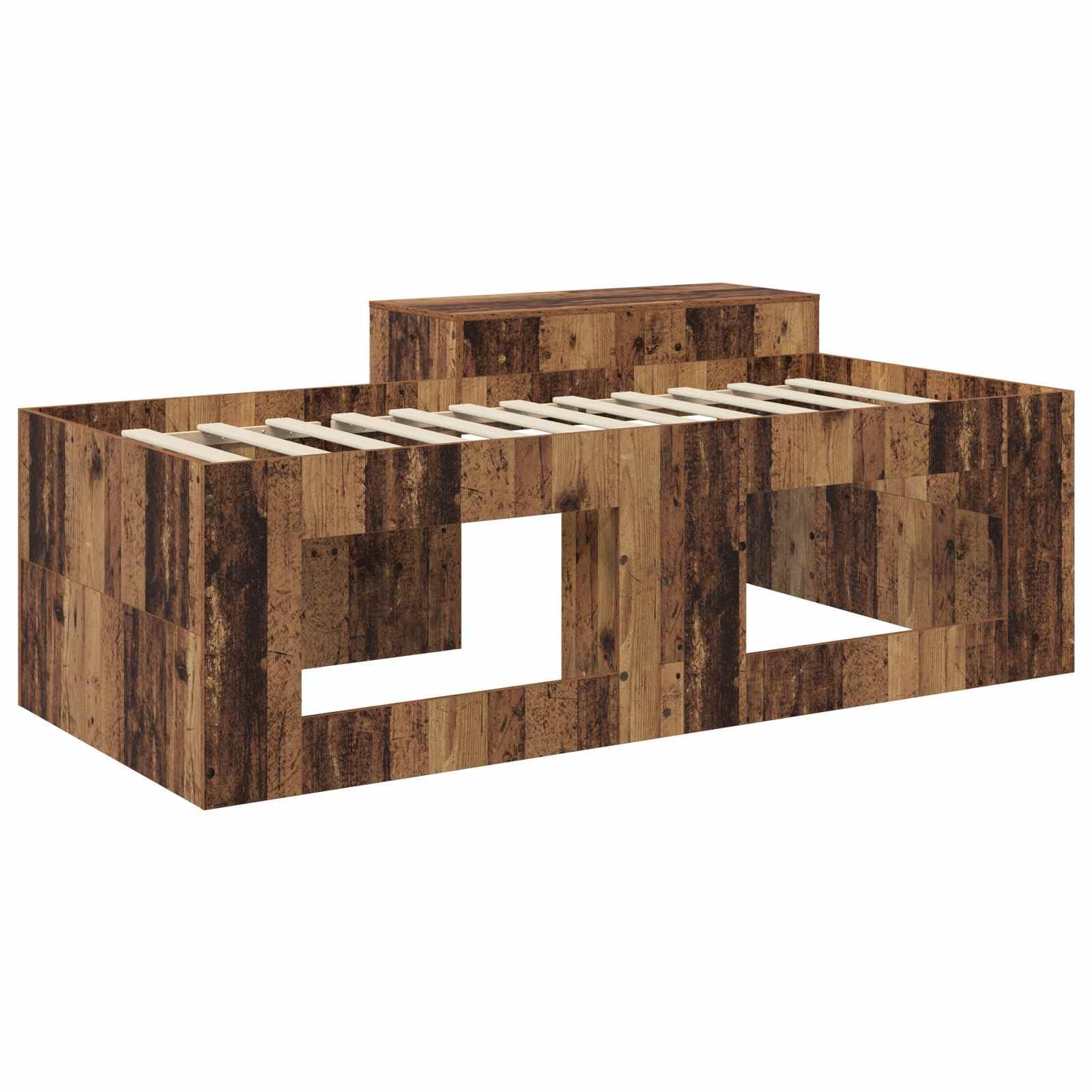 Struttura letto a soppalco con scrivania in legno di rovere Artisan, stabile letto a soppalco con scrivania integrata per camera da letto e home office, rete a doghe inclusa