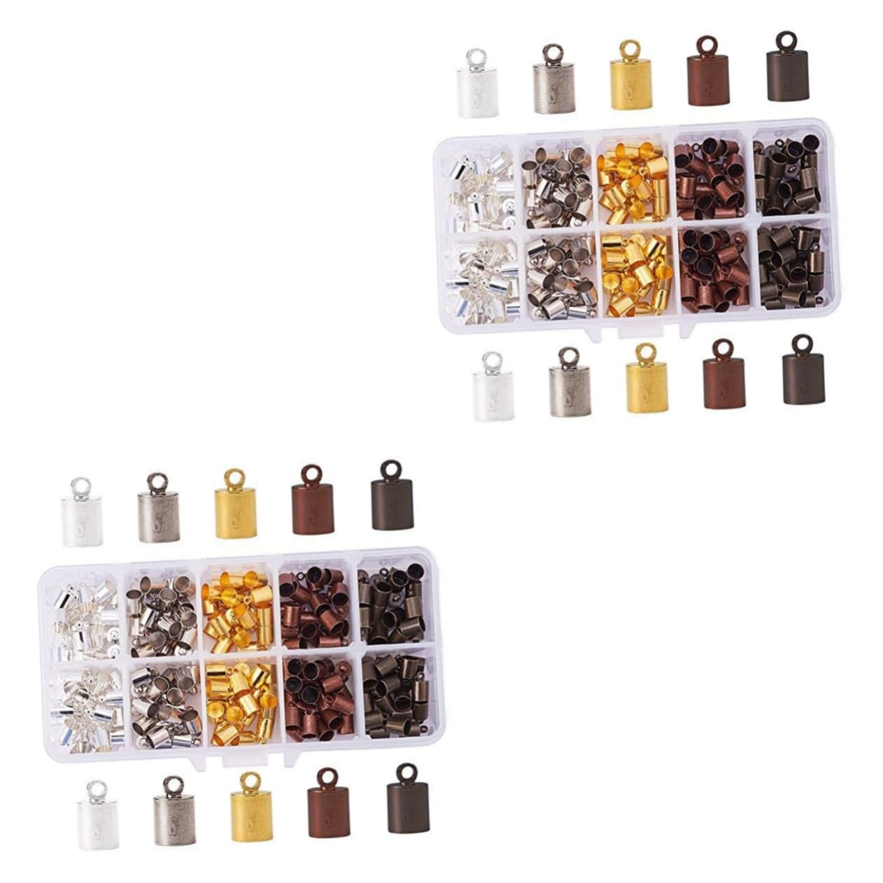 Lurrose 600pezzi Cappucci Ottone Per Corda Pelle Kit Di Accessori Per Creazione Gioielli e Nappa Per Collane e Bracciali Fai Da Te