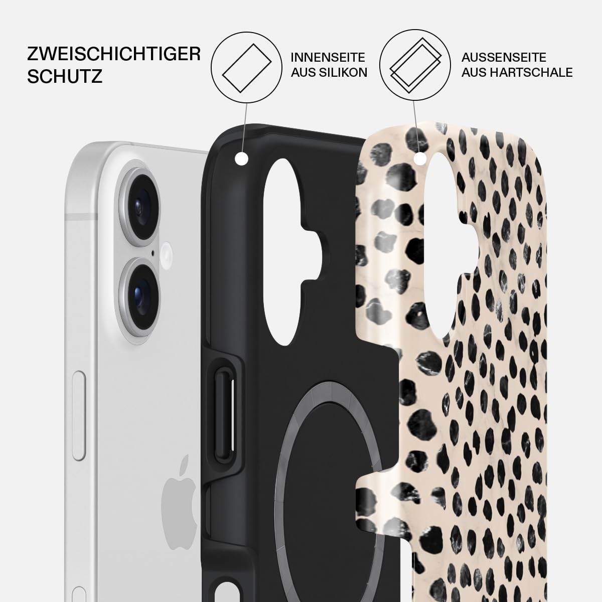 BURGA Handyhülle für iPhone 17 – Unisex Hybrid-Schutzhülle mit stoßdämpfendem TPU & kratzfester Außenschale, erhöhter Displayrand, MagSafe-kompatibel, kabelloses Laden, stylisches Design