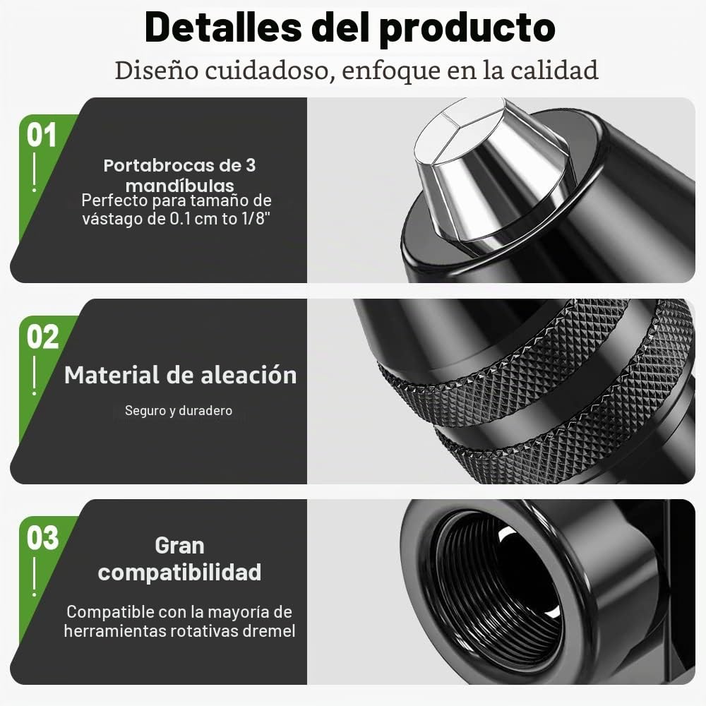 15 Piezas Portabrocas Compatible con Dremel, Accesorios para Herramienta Rotativa, 0,8 a 3,2 mm Sustituye 4486 Portabrocas sin llave, Sustituye 4485 Portabrocas de Latón y Tuercas de Metal