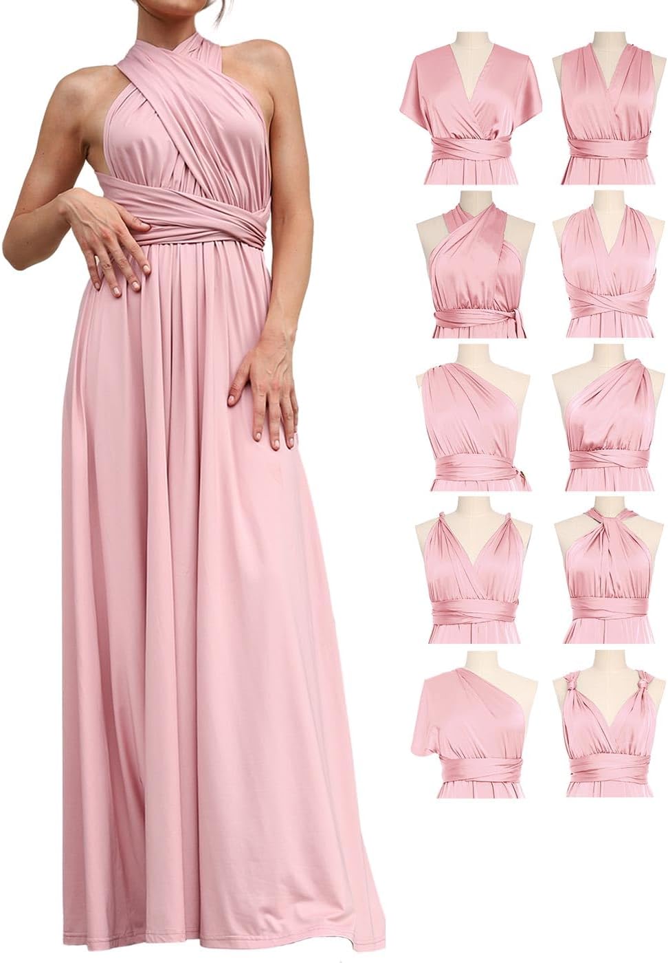 GORAIS Women Infinity Dress for Bridesmaid Long Evening Maxi Wrap Dresses Convertible Prom Wedding Gown