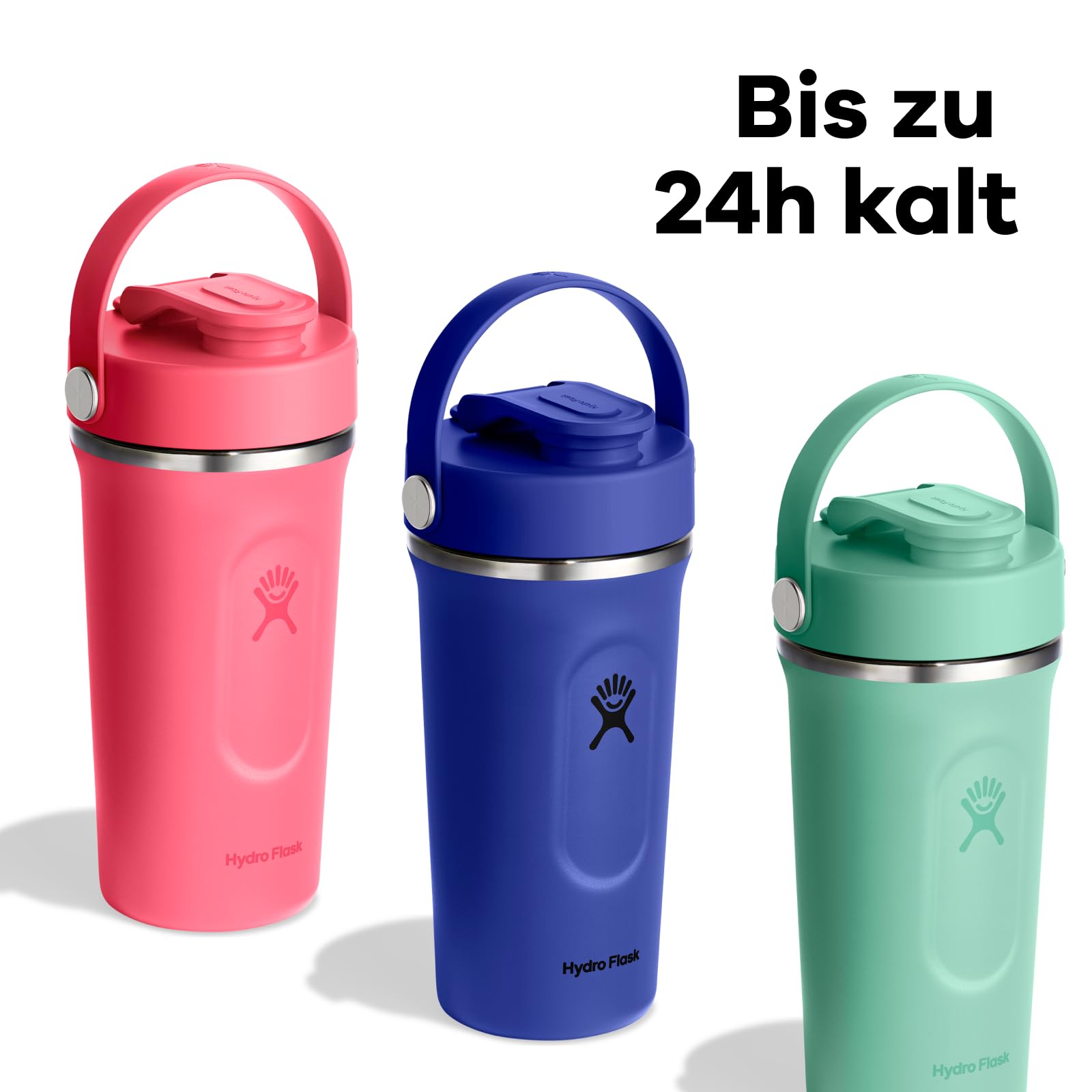 Hydro Flask - Insulated Stainless Steel Shaker Bottle 710 ml (24 oz) -Auslaufsicherer Klapp-Trinkaufsatz – Für Proteinshakes & Supplements – Schneebesen-Kugel – Hält Getränke 24 Stunden kalt - Black
