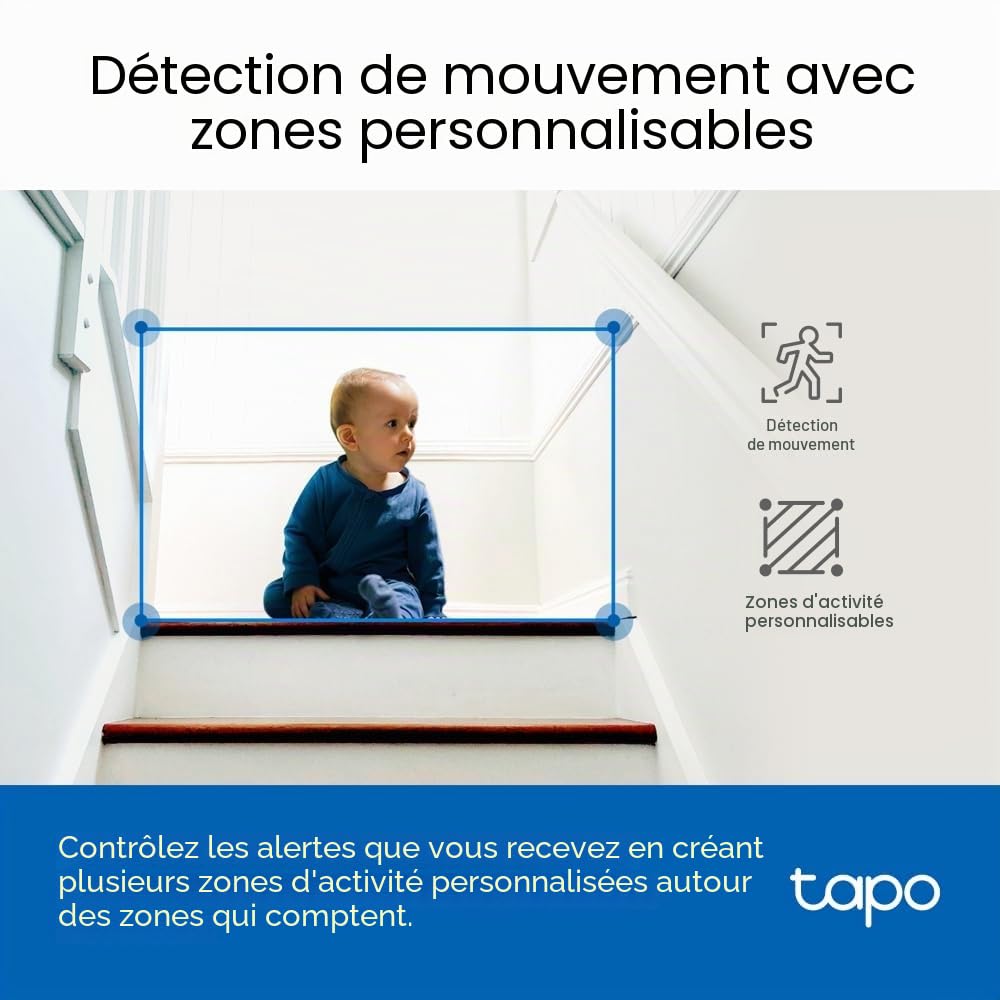 Tapo TP-Link C230, 3K 5MP, Support IA, Suivi de Mouvement, Vision Nocturne à 360°, Communication vocale bidirectionnelle, Stockage Cloud/Local, détection de Pleurs de bébé, caméra de sécurité Wi-FI
