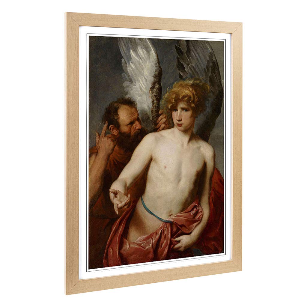 Big Box Art Framed Print of Anthony Van Dyck Daedalus and Icarus Design | Wall Art Picture | Home Decor for Kitchen, Living Room, Bedroom, Hallway, Oak, A2 / 24.5x18 Inch / 62x45cm